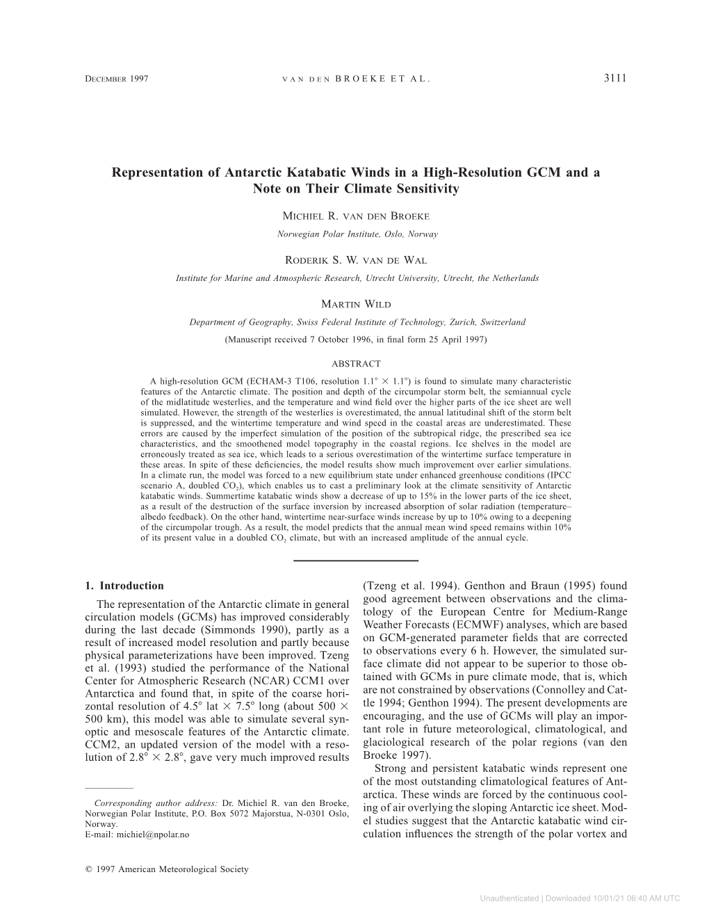 Downloaded 10/01/21 06:40 AM UTC 3112 JOURNAL of CLIMATE VOLUME 10