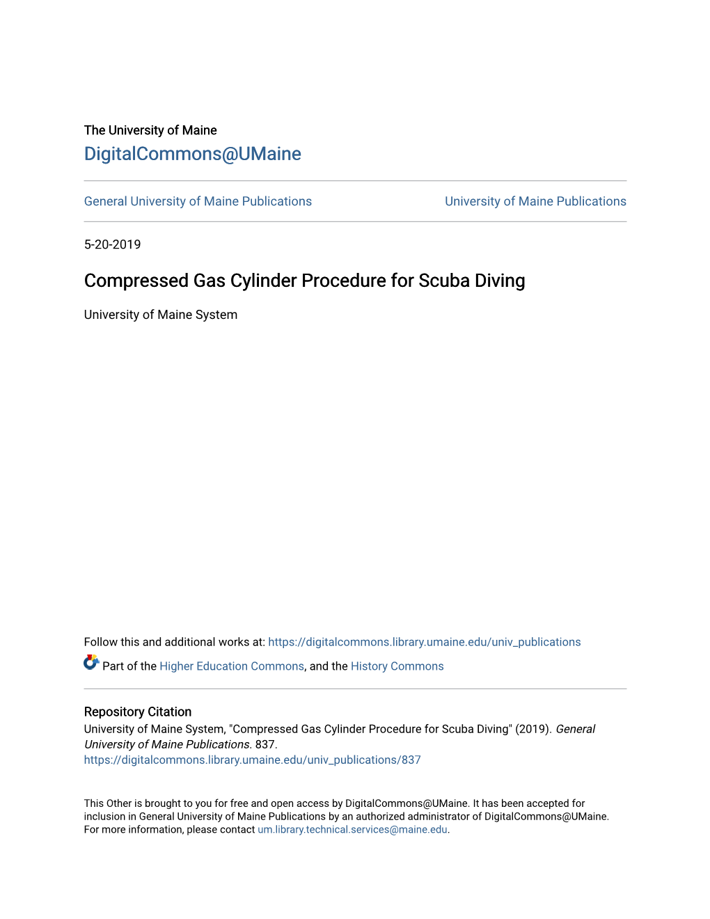 Compressed Gas Cylinder Procedure for Scuba Diving