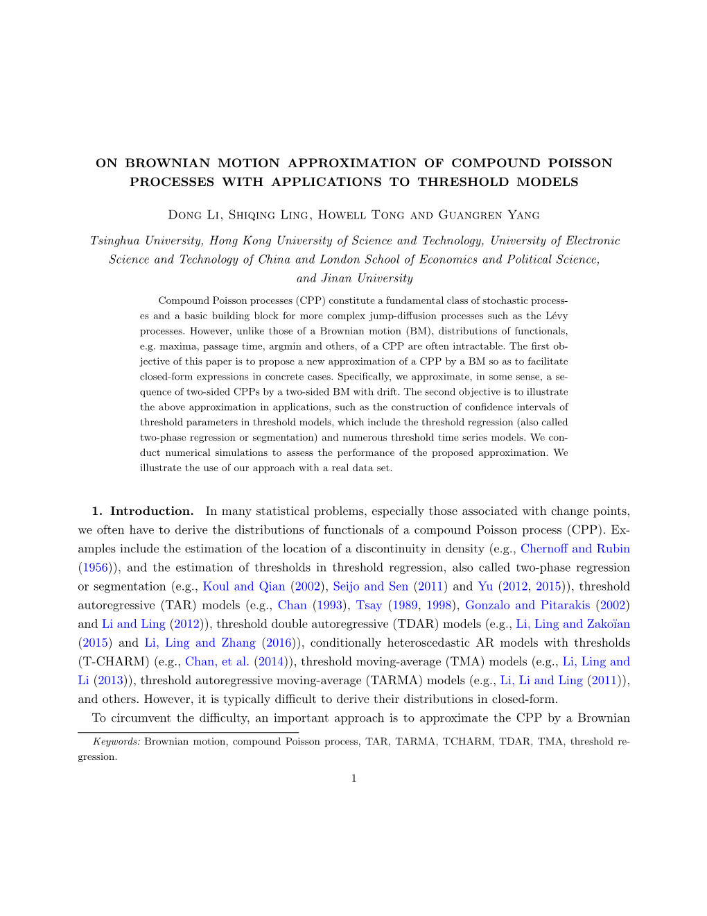 On Brownian Motion Approximation of Compound Poisson Processes with Applications to Threshold Models