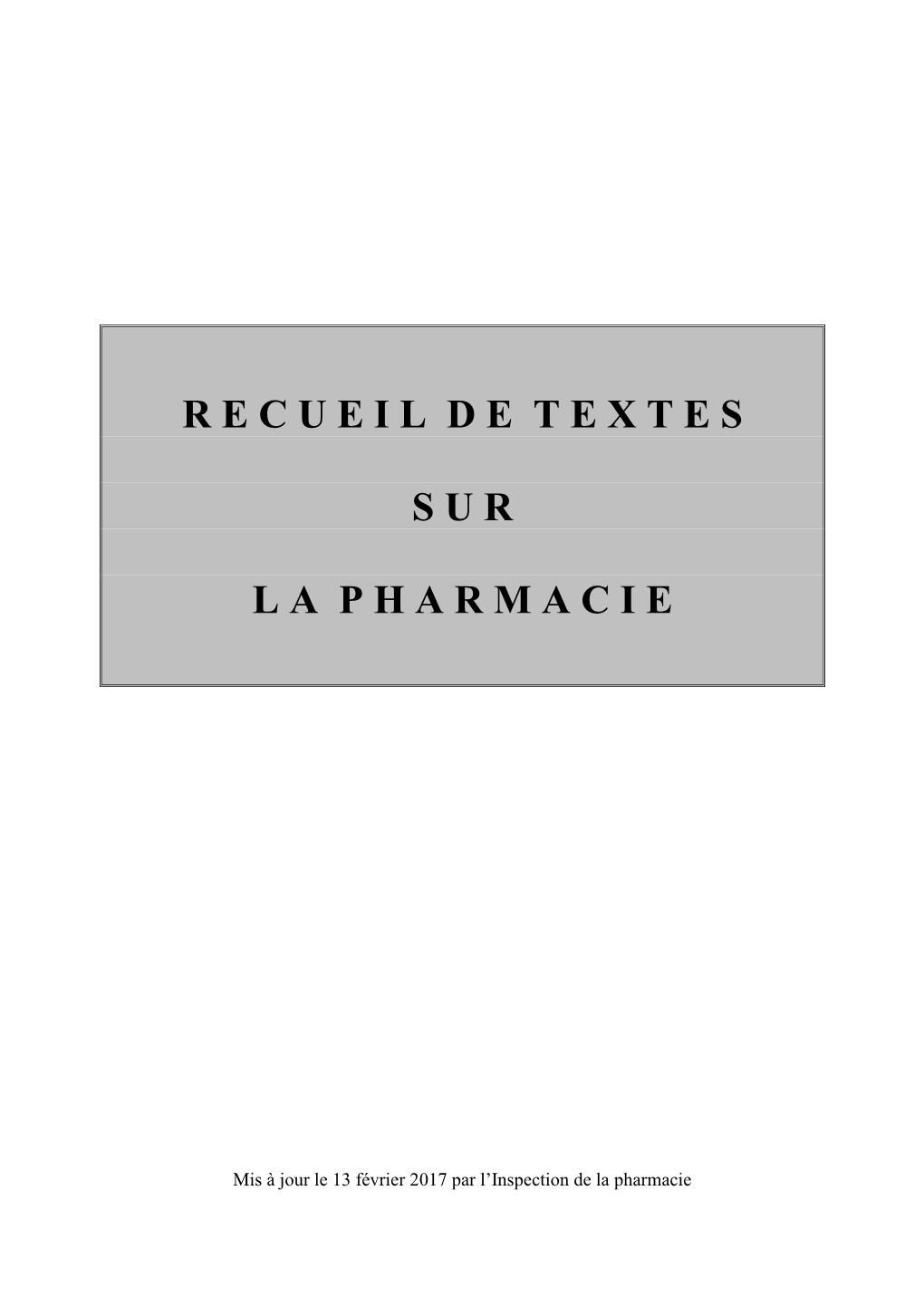 Réglementation De La Pharmacie