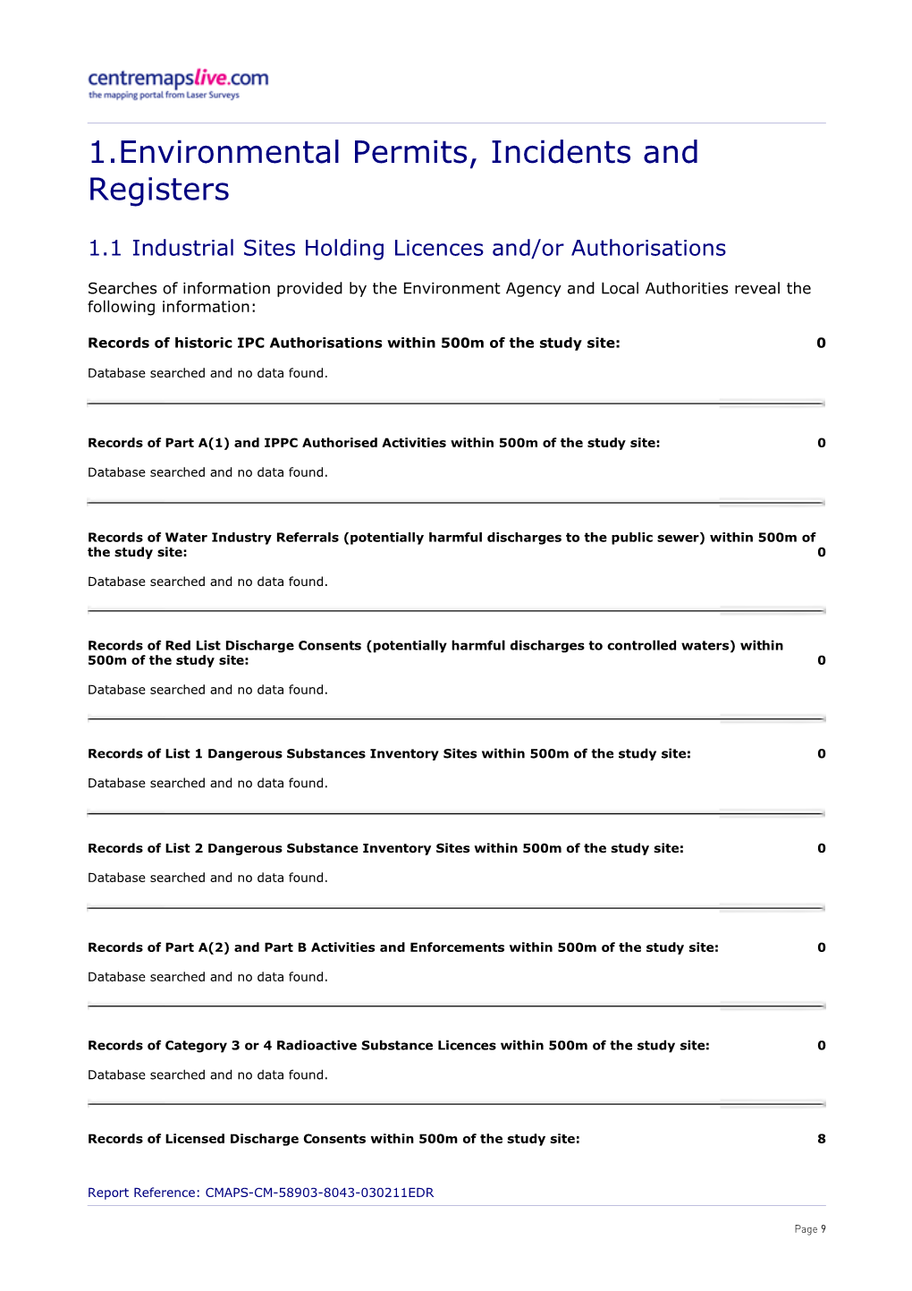 1.Environmental Permits, Incidents and Registers