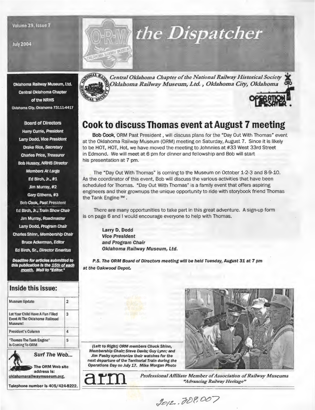 Cook to Discuss Thomas Event at August 7 Meeting