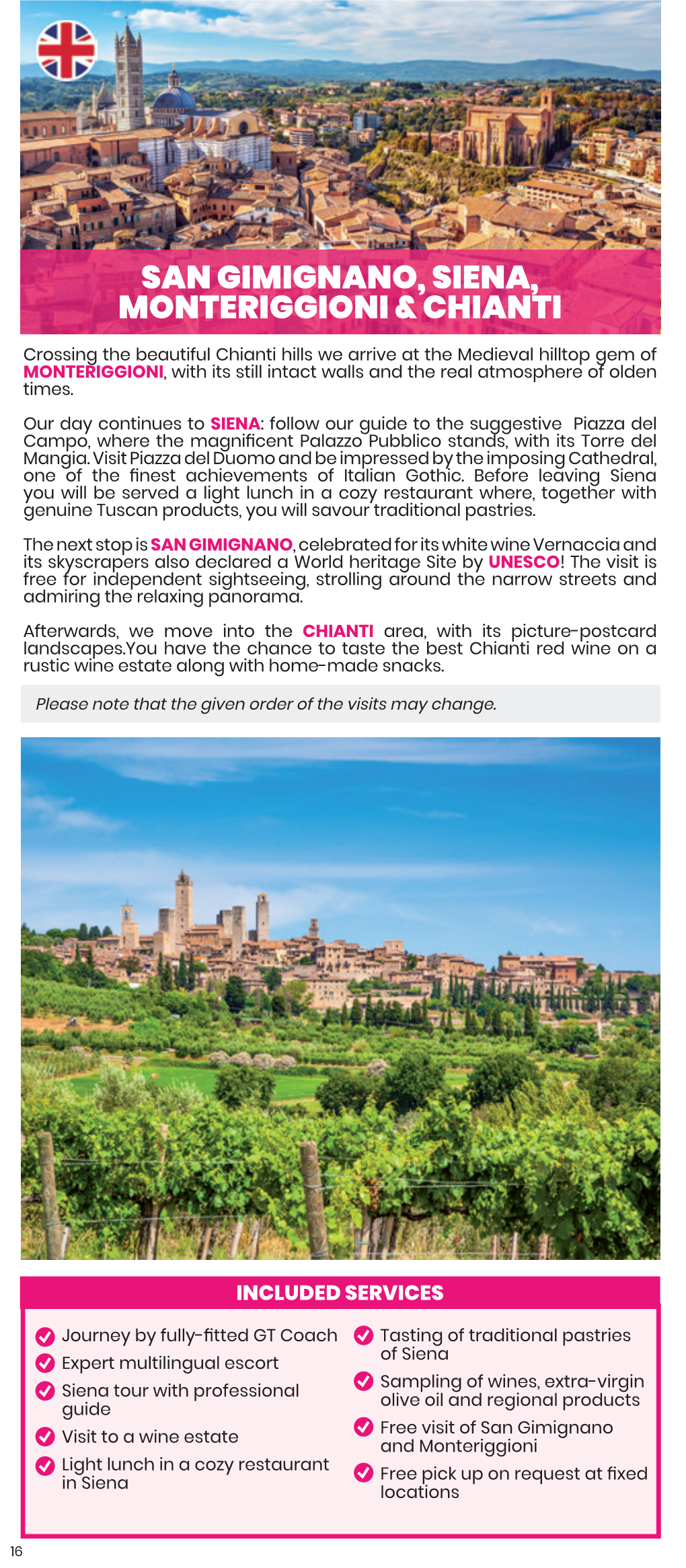 San Gimignano, Siena, Monteriggioni & Chianti