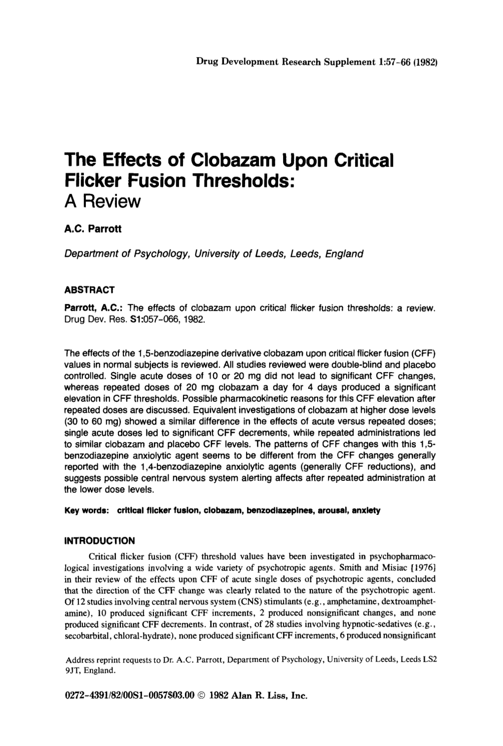 The Effects of Clobazam Upon Critical Flicker Fusion Thresholds: a Review