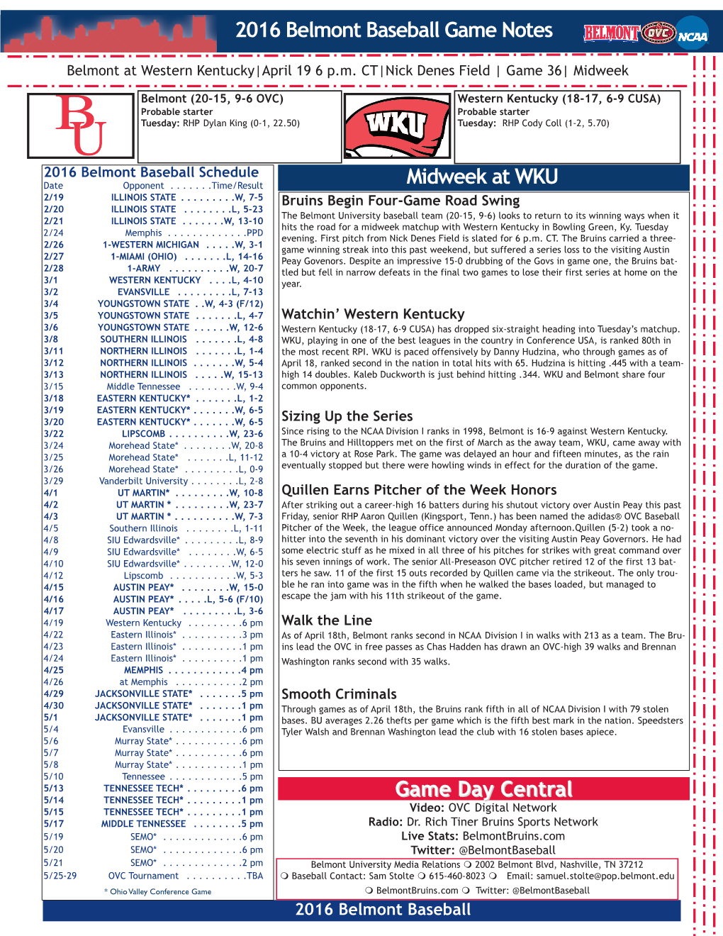 Game Notes 36 Baseball Gamenotes