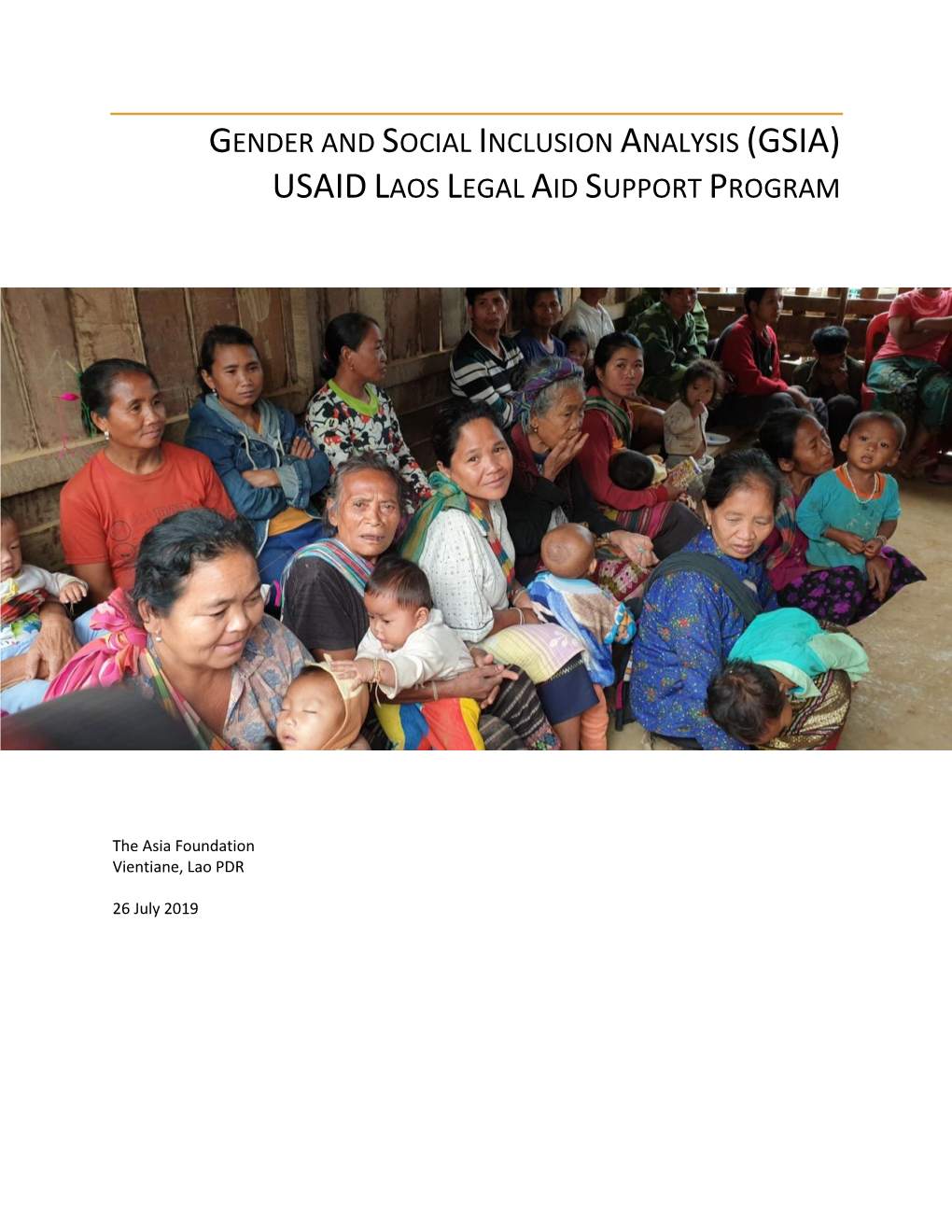 Gender and Social Inclusion Analysis (Gsia) Usaidlaos Legal Aid Support