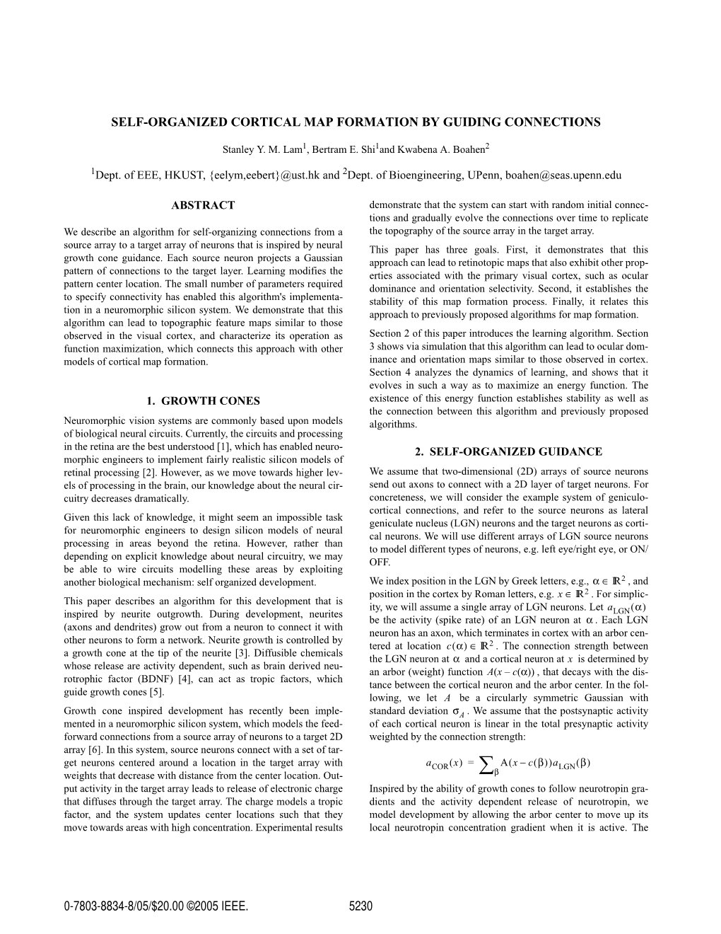 Self-Organized Cortical Map Formation by Guiding Connections