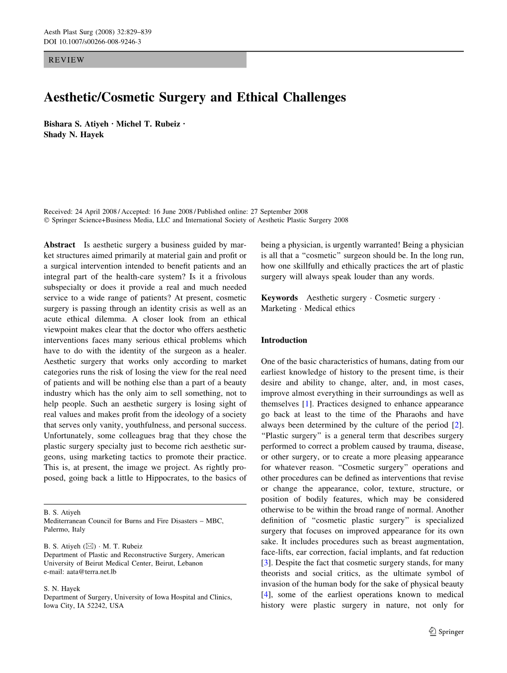 Aesthetic/Cosmetic Surgery and Ethical Challenges