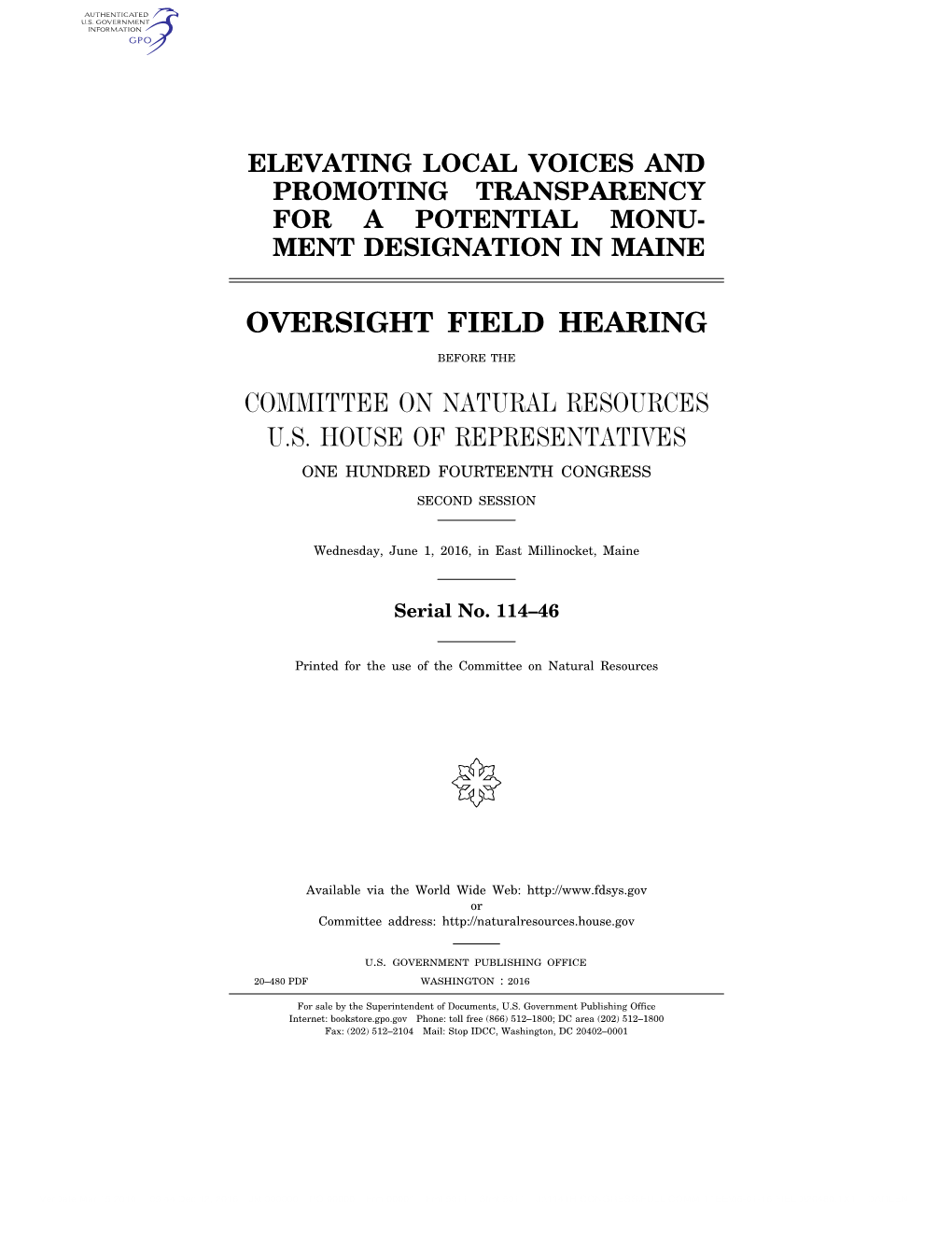 Oversight Field Hearing Committee On