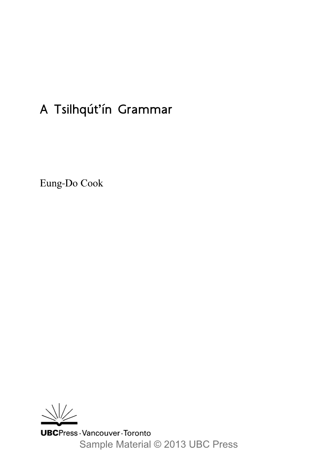 A Tsilhqút'ín Grammar