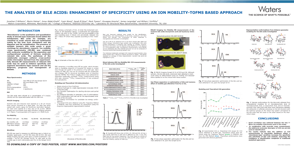 The Analysis of Bile Acids: Enhancement of Specificity Using an Ion Mobility-Tofms Based Approach