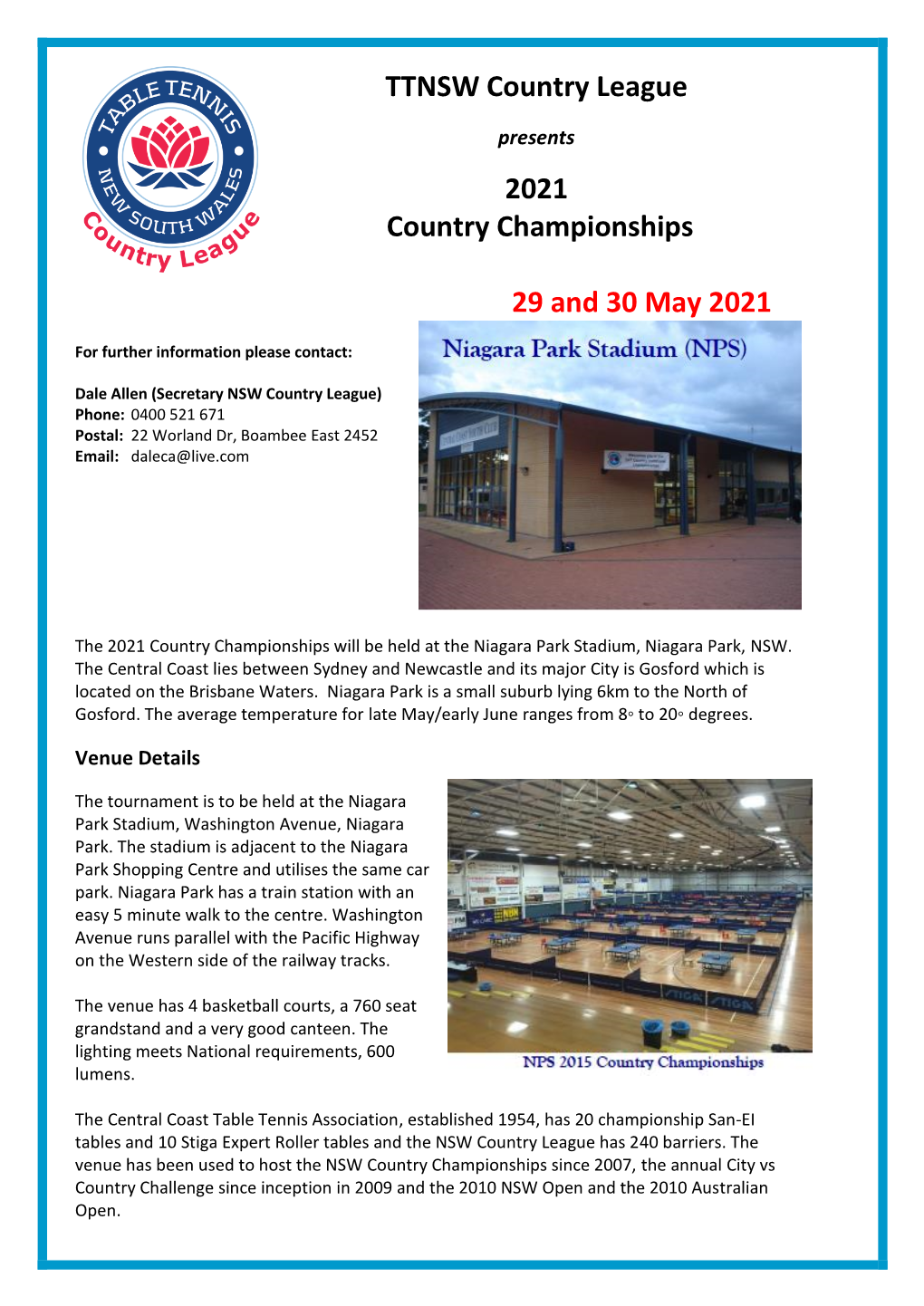 TTNSW Country League 2021 Country Championships 29 and 30