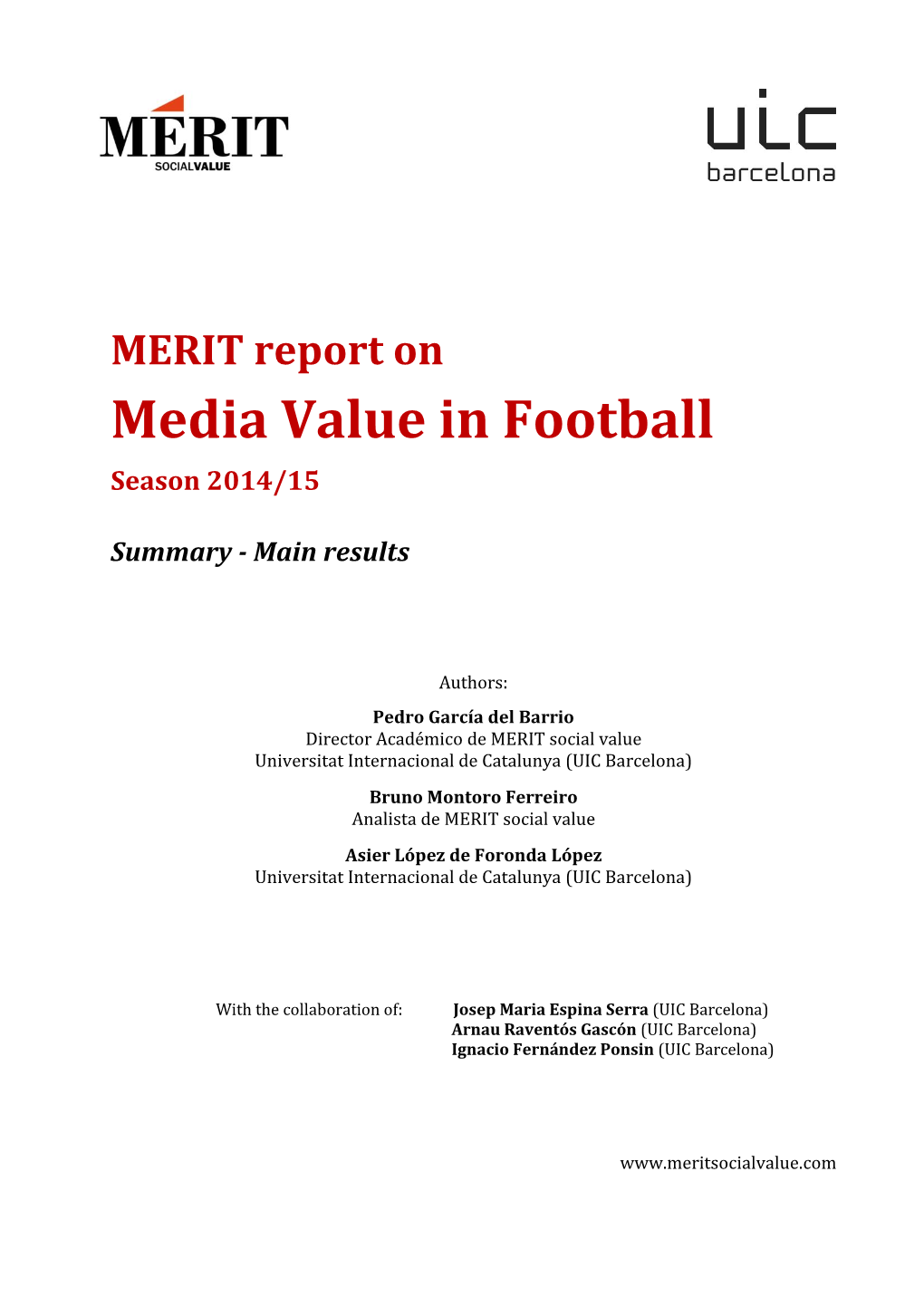 Media Value in Football Season 2014/15