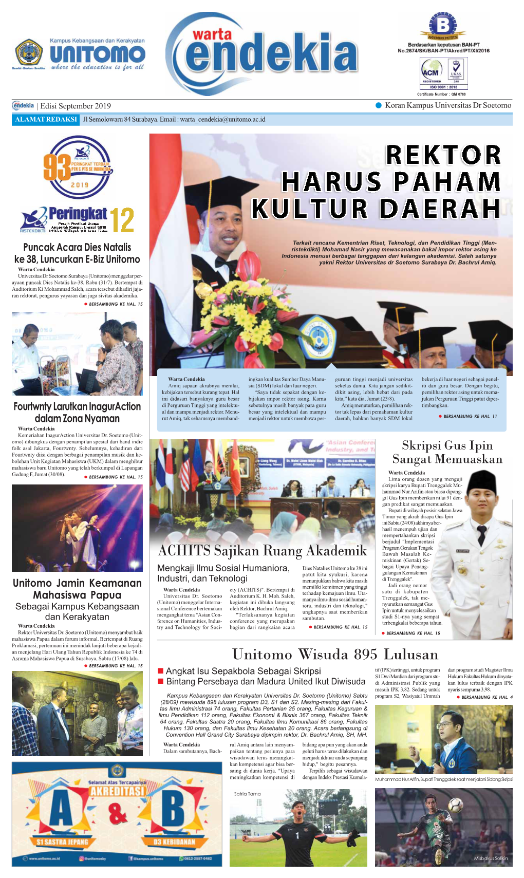 ACHITS Sajikan Ruang Akademik Unitomo Wisuda 895 Lulusan