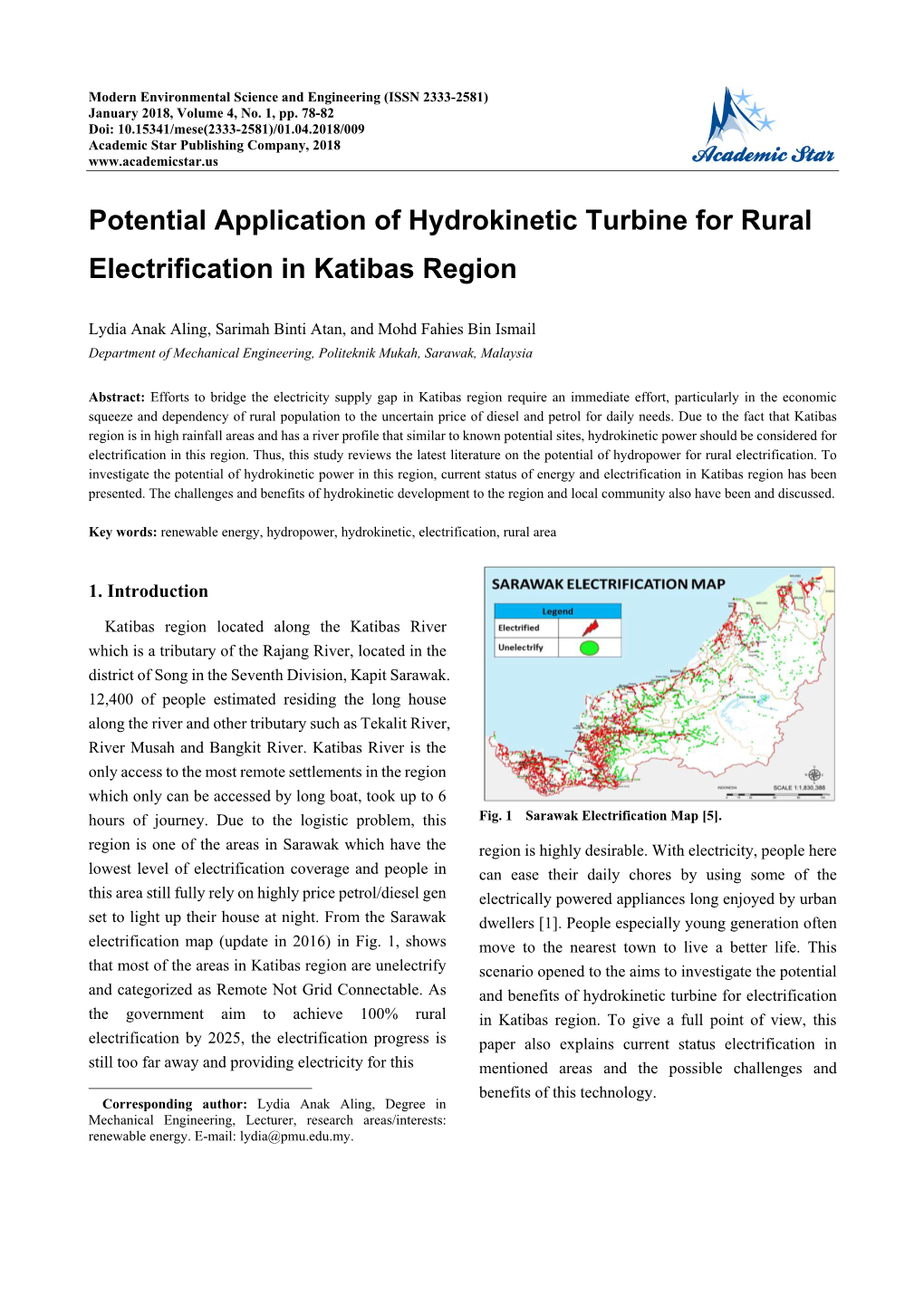 Potential Application of Hydrokinetic Turbine for Rural Electrification in Katibas Region