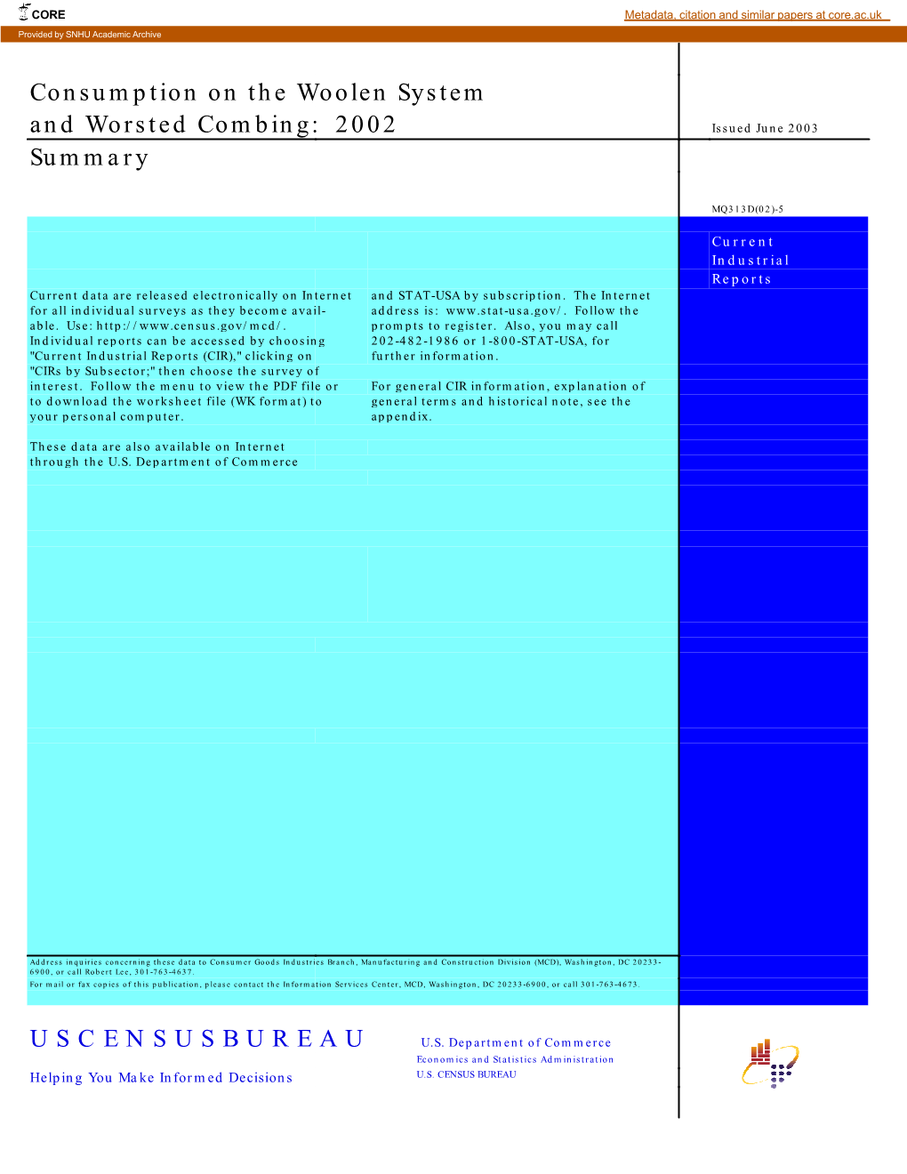 Consumption on the Woolen System and Worsted Combing