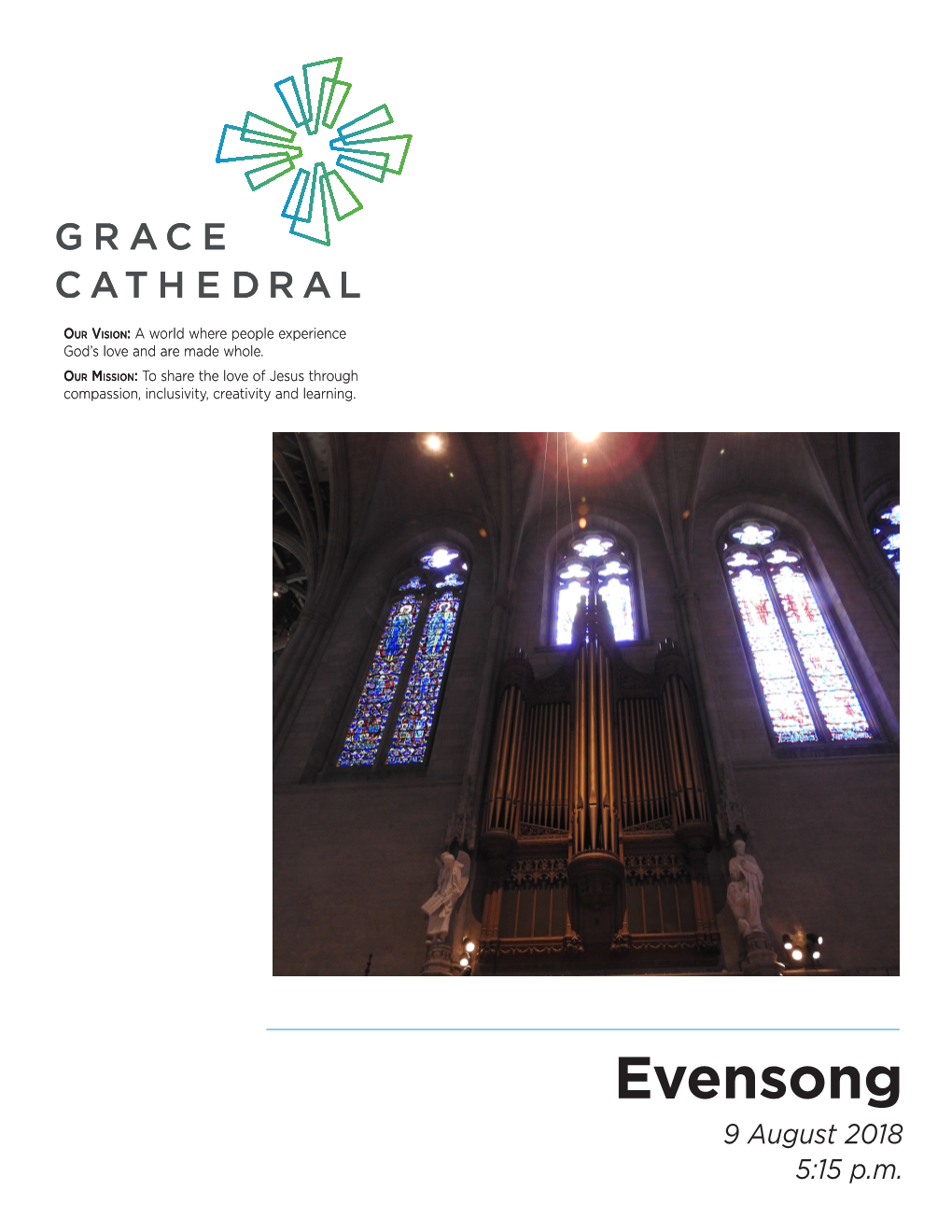 Evensong 9 August 2018 5:15 P.M