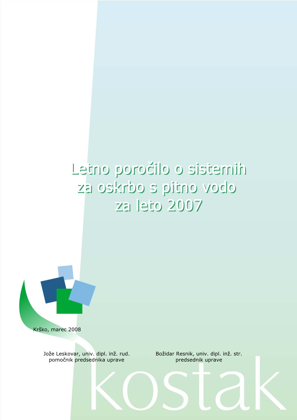Poročilo O Pitni Vodi 2007