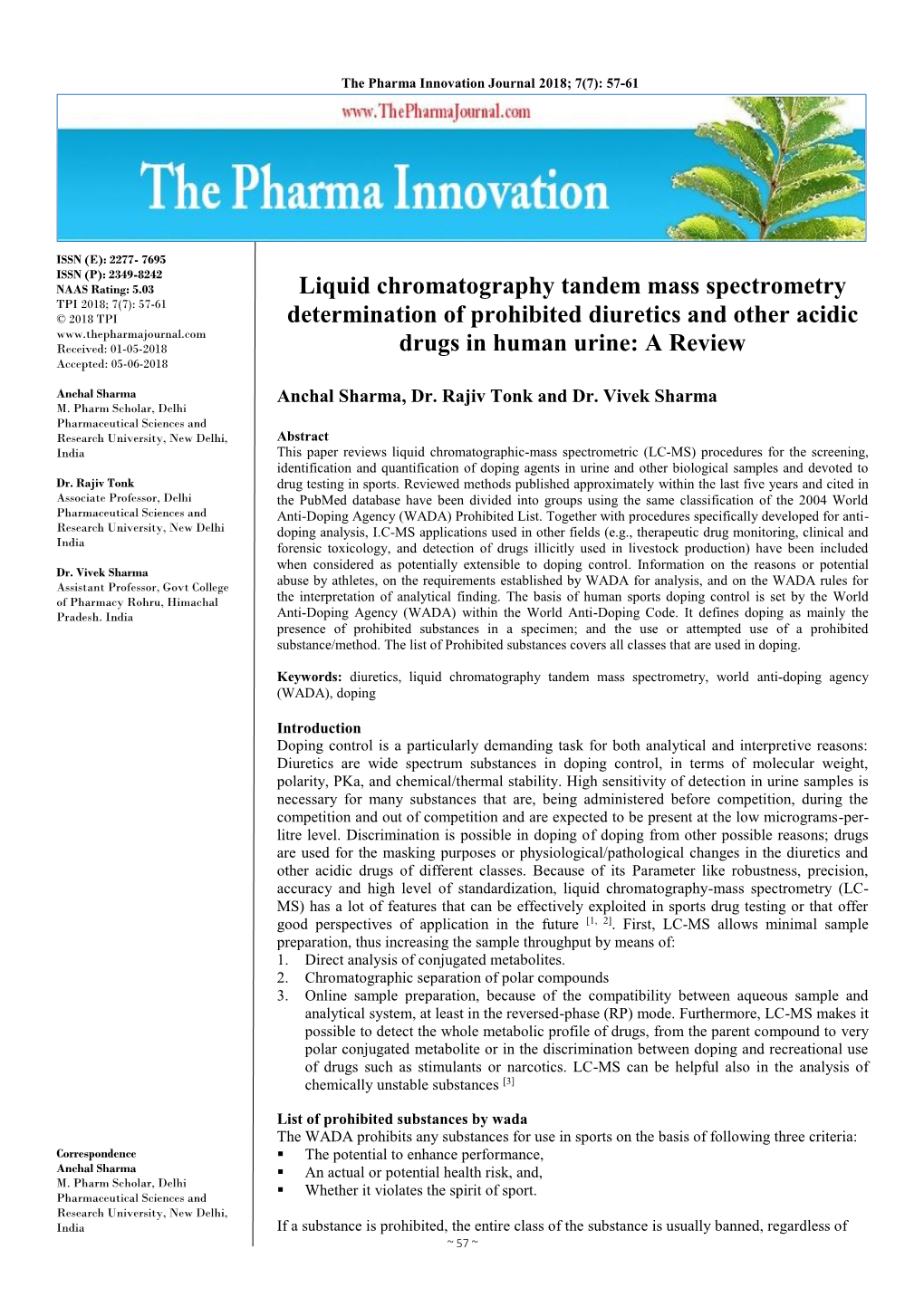 Liquid Chromatography Tandem Mass Spectrometry Determination Of