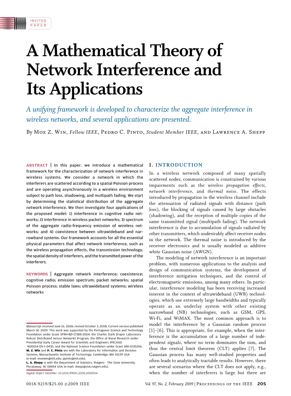A Mathematical Theory of Network Interference and Its Applications