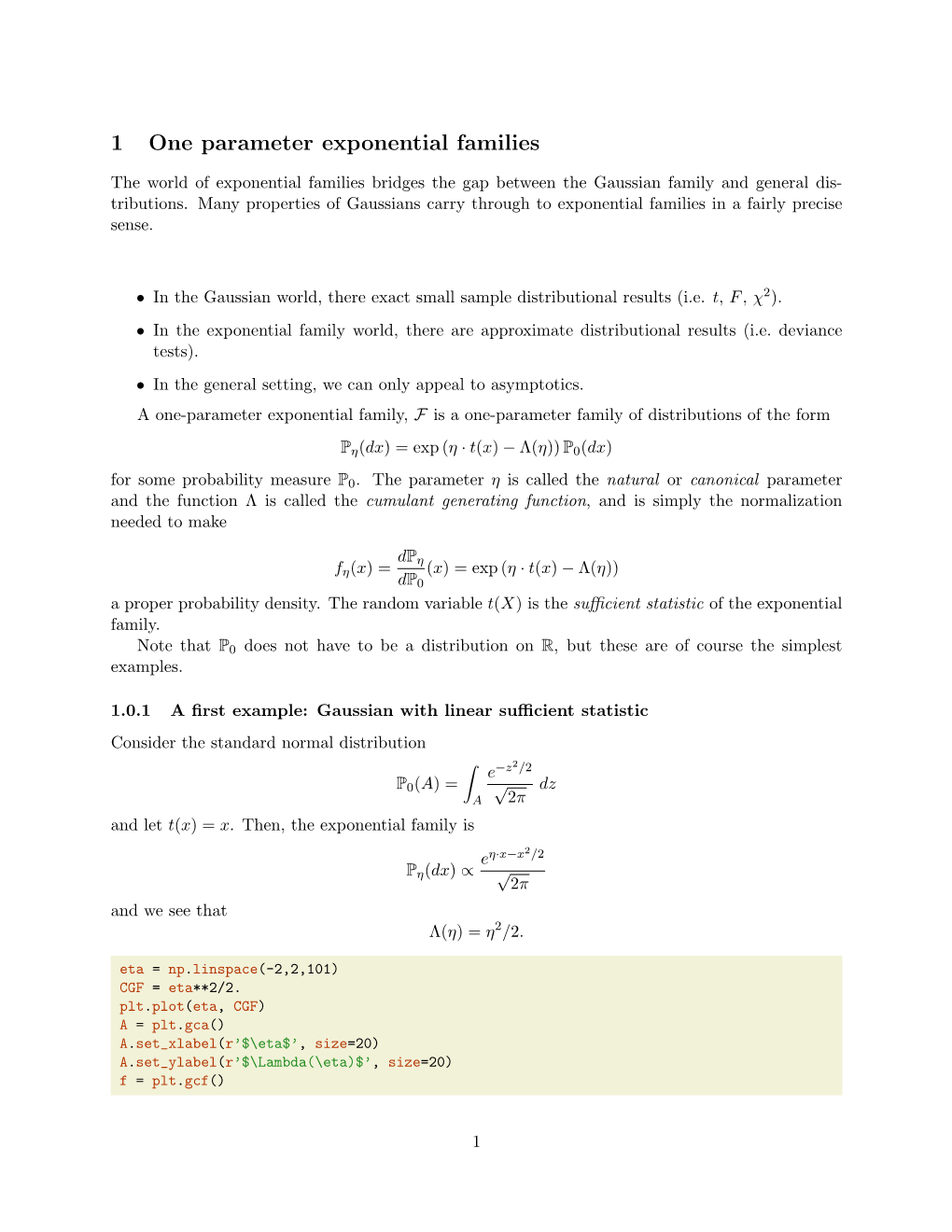 1 One Parameter Exponential Families