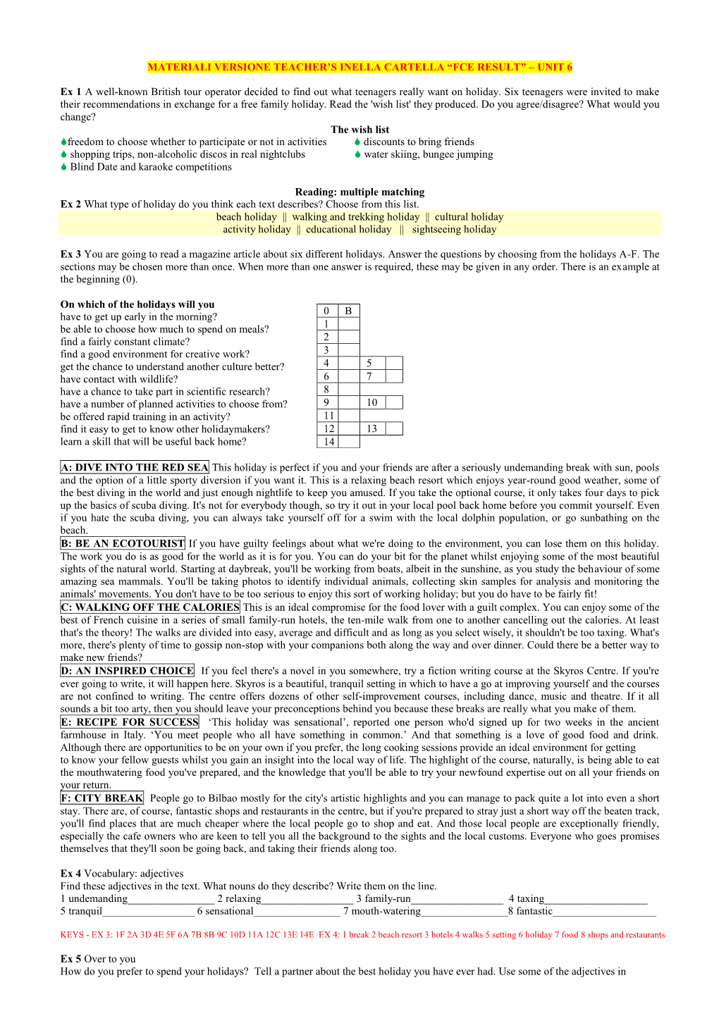 “FCE RESULT” – UNIT 6 Ex 1 a Well-Known British Tour