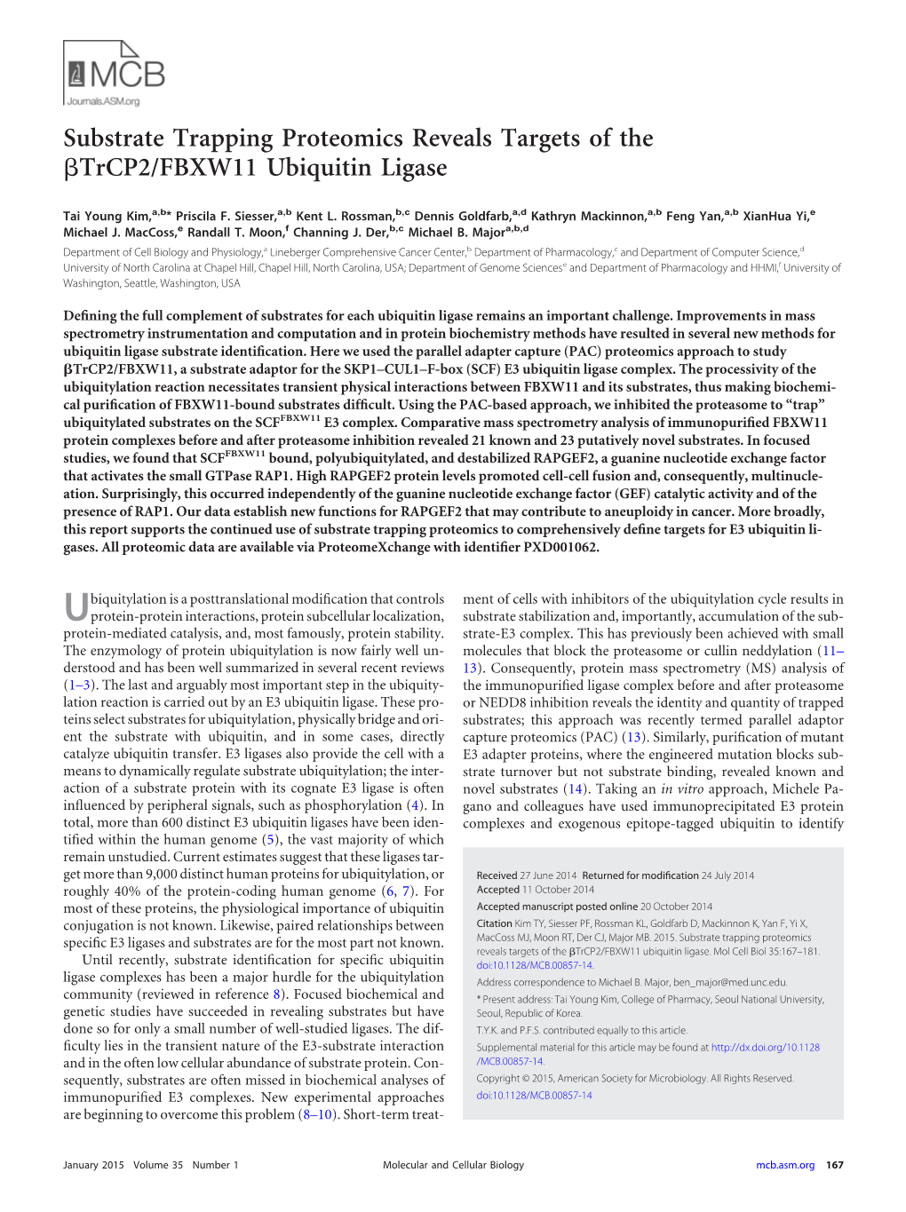 Substrate Trapping Proteomics Reveals Targets of the Trcp2