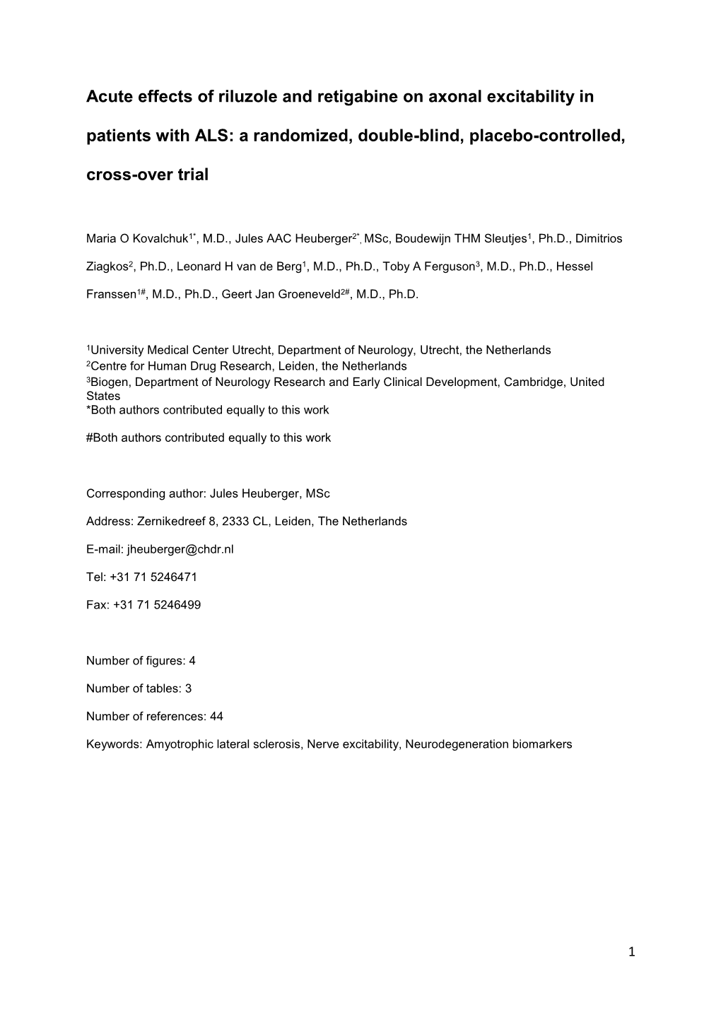 Acute Effects of Riluzole and Retigabine on Axonal Excitability in Patients with ALS: a Randomized, Double-Blind, Placebo-Controlled, Cross-Over Trial