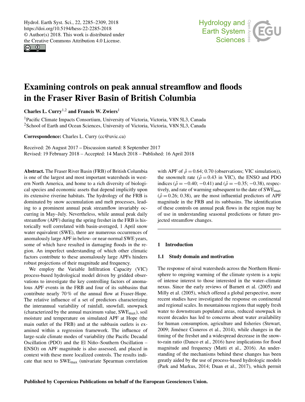 Examining Controls on Peak Annual Streamflow And