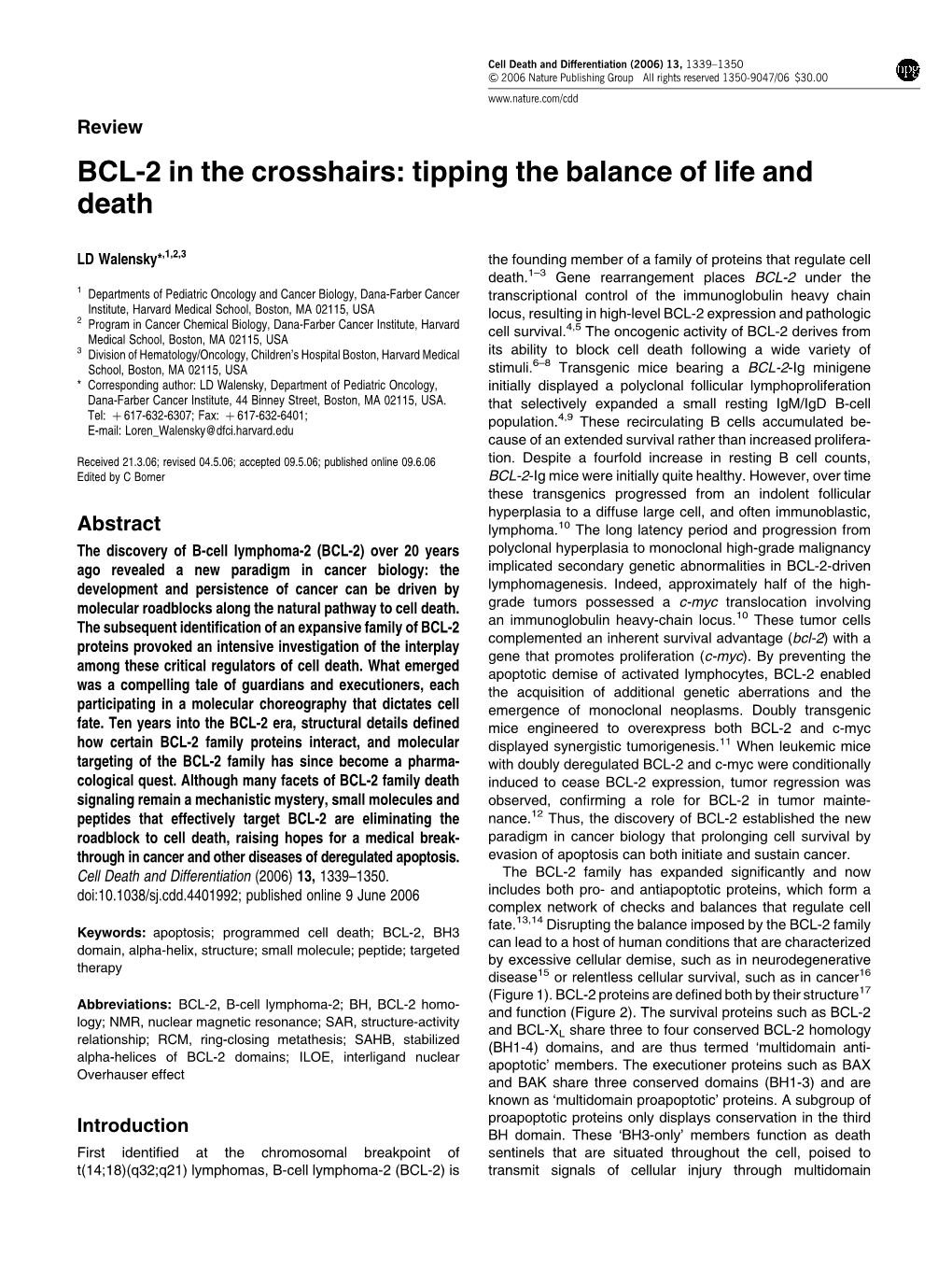 BCL-2 in the Crosshairs: Tipping the Balance of Life and Death