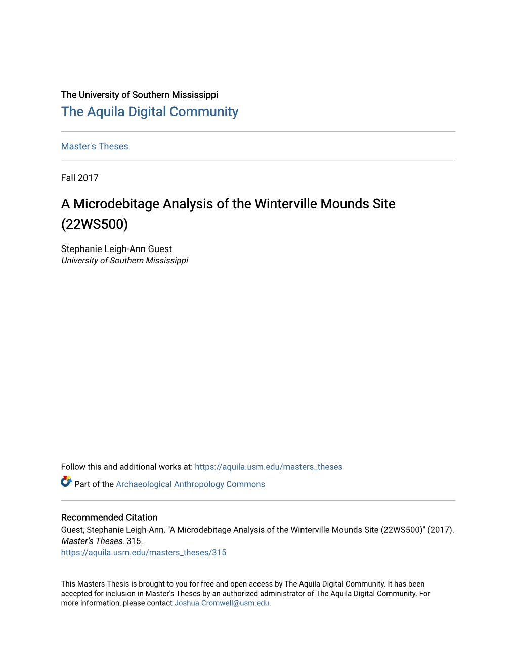 A Microdebitage Analysis of the Winterville Mounds Site (22WS500)