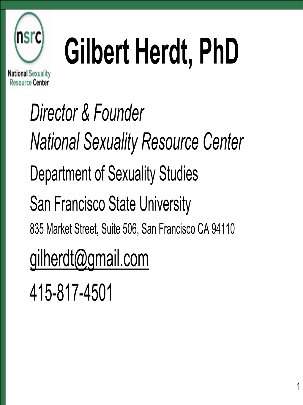 Gilbert Herdt, Phd