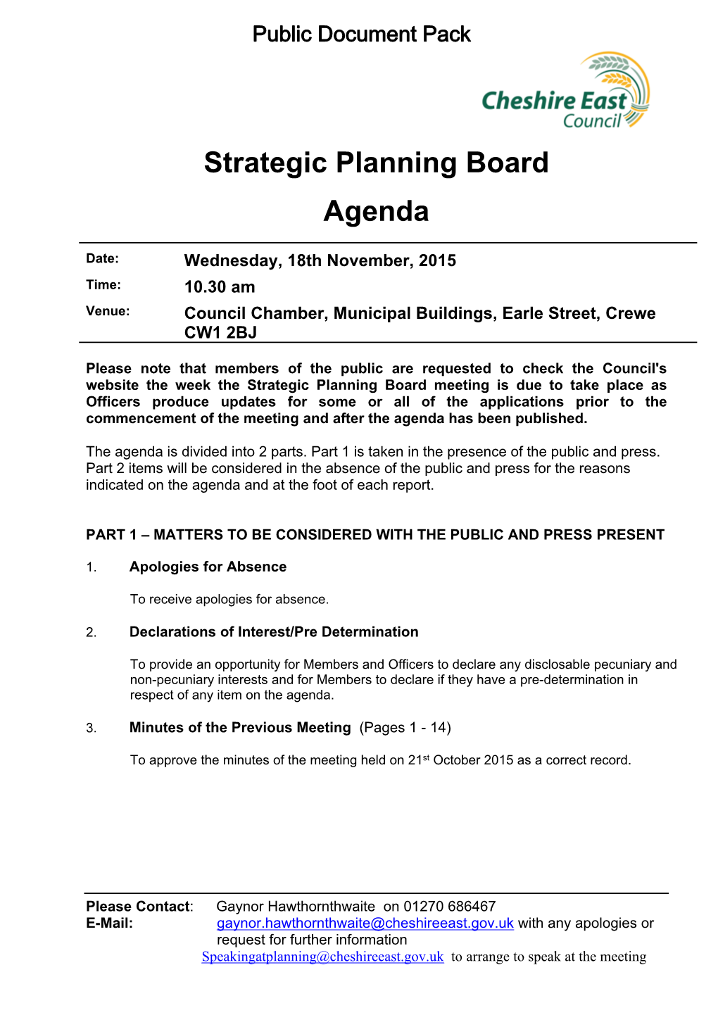 (Public Pack)Agenda Document for Strategic Planning Board, 18/11