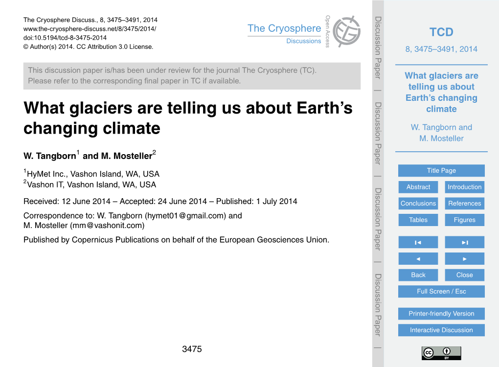 What Glaciers Are Telling Us About Earth's Changing Climate