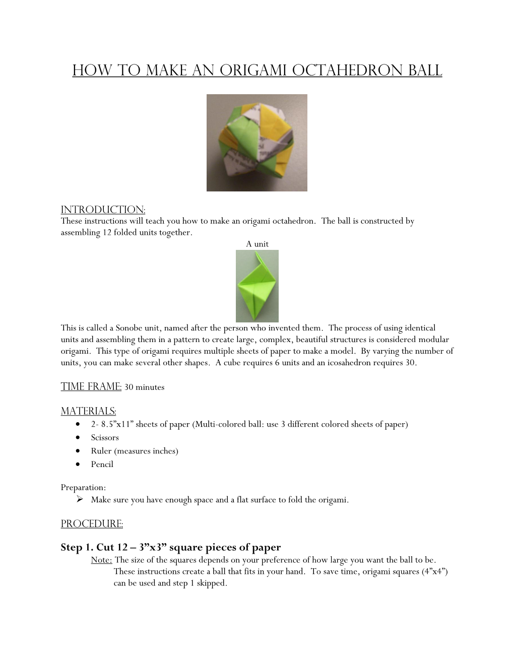 How to Make an Origami Octahedron Ball