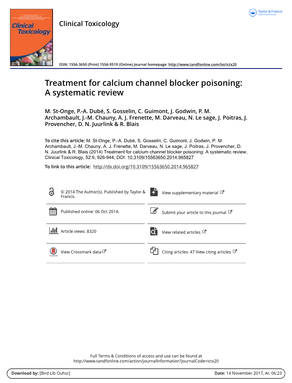 Treatment for Calcium Channel Blocker Poisoning a Systematic Review