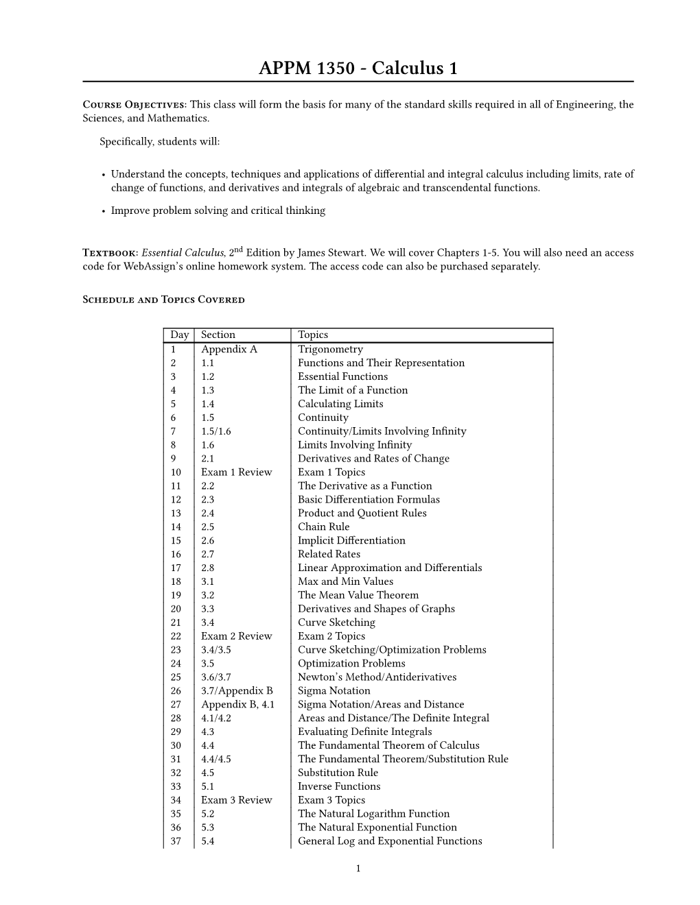 APPM 1350 - Calculus 1