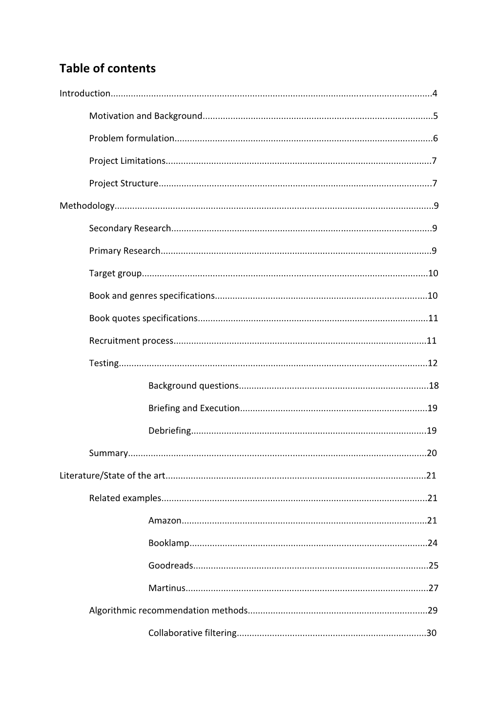 Table of Contents