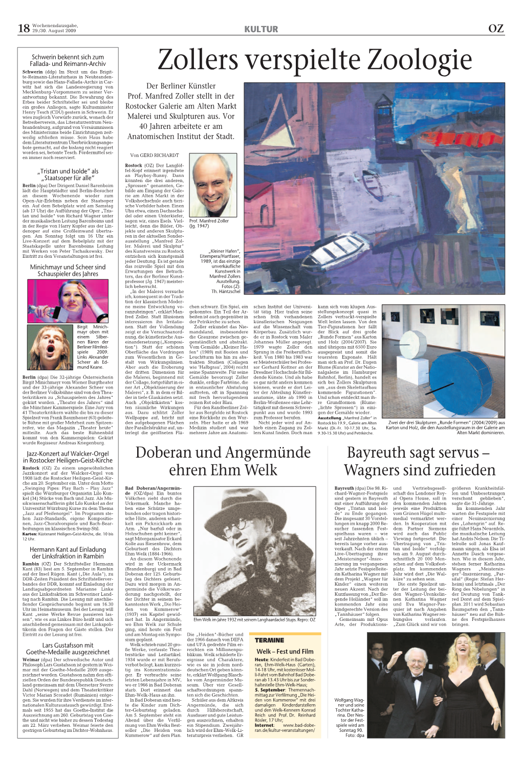 Ostsee-Zeitung 29.8.2009