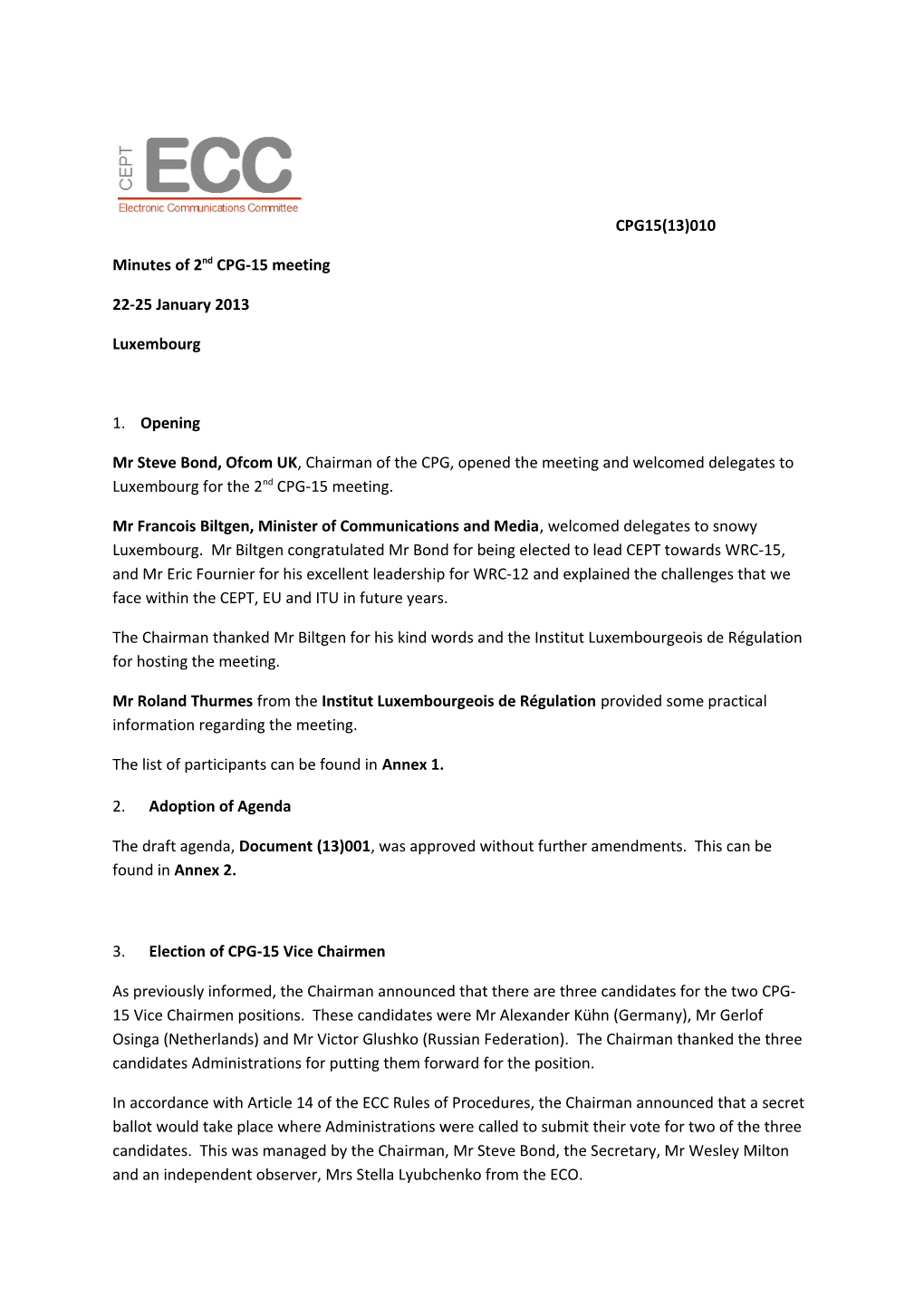 Minutes of 2Nd CPG-15 Meeting