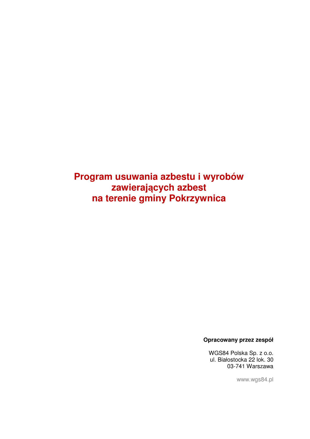 Program Usuwania Azbestu I Wyrobów Zawierających Azbest Na Terenie Gminy Pokrzywnica