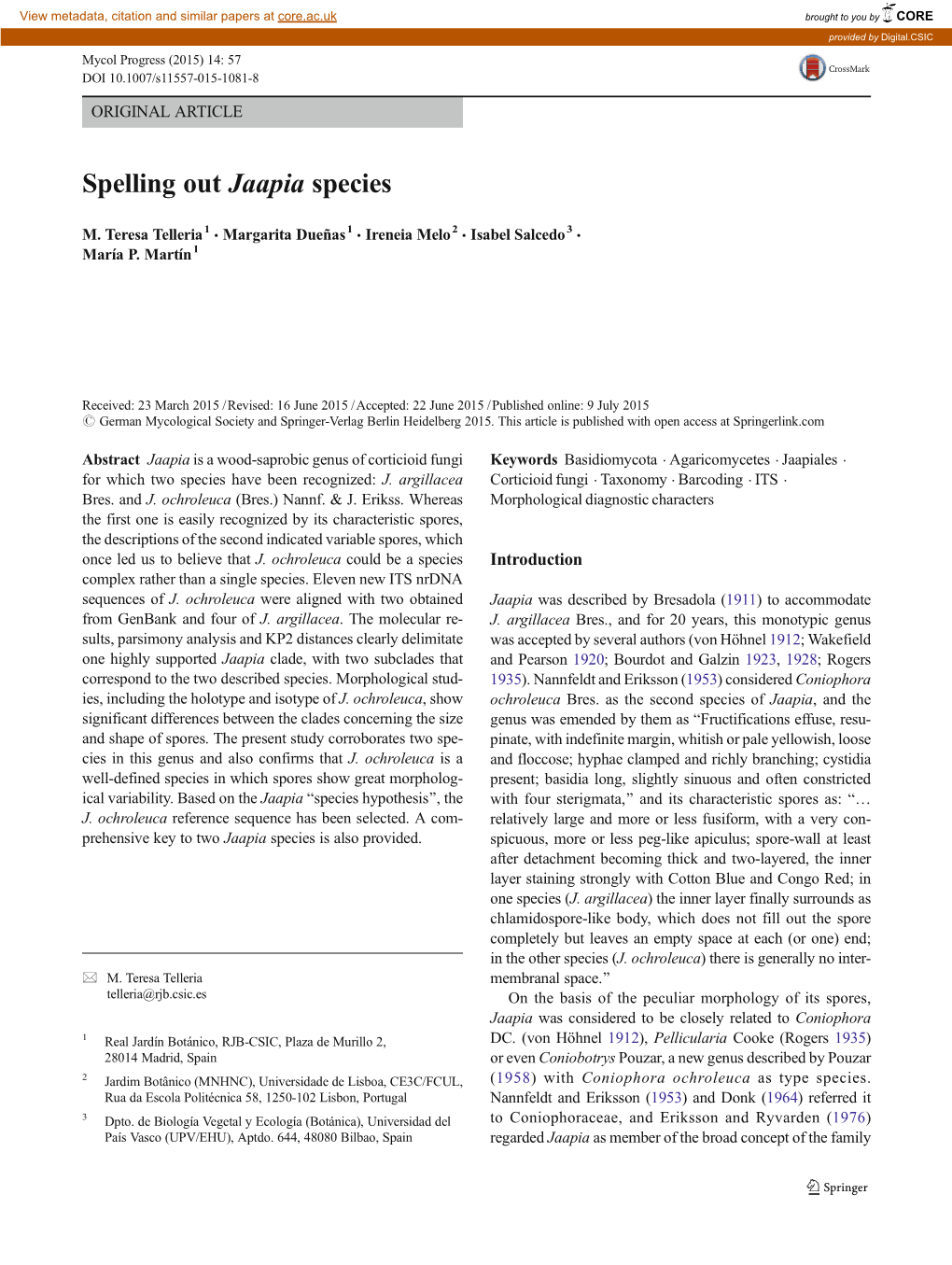 Spelling out Jaapia Species