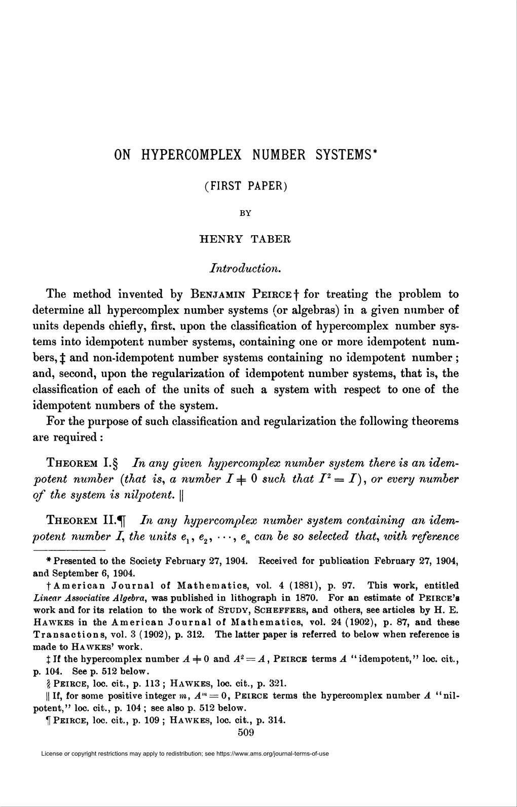 On Hypercomplex Number Systems*