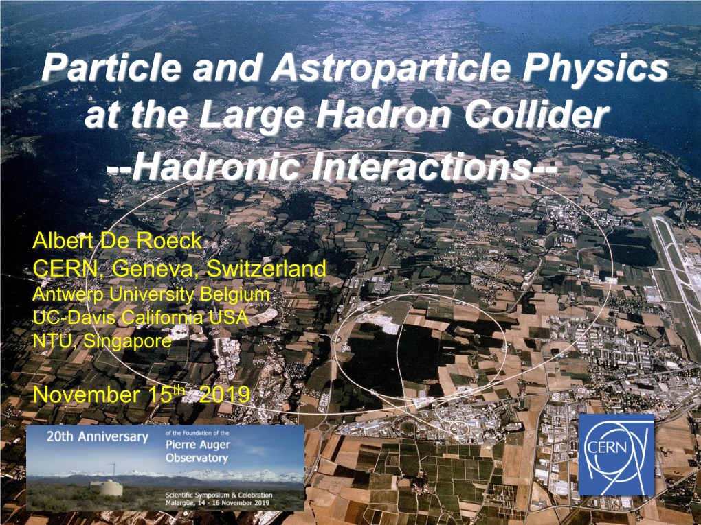 Detection of Cosmic Rays at the LHC Detection of Cosmic Rays at the LHC