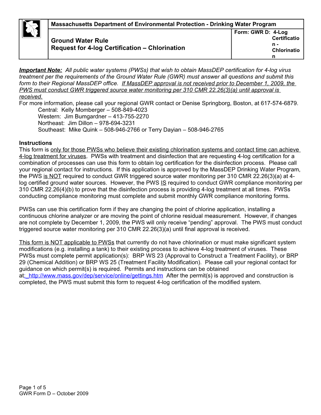 Certification Of 4-Log Virus Treatment For The Ground Water Rule