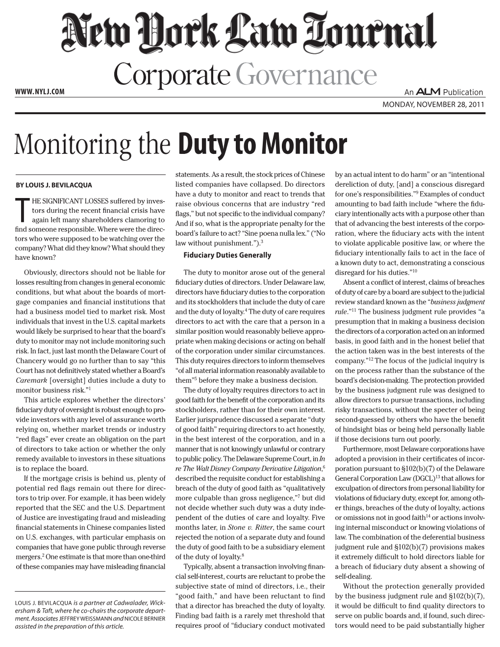 Monitoring the Duty to Monitor