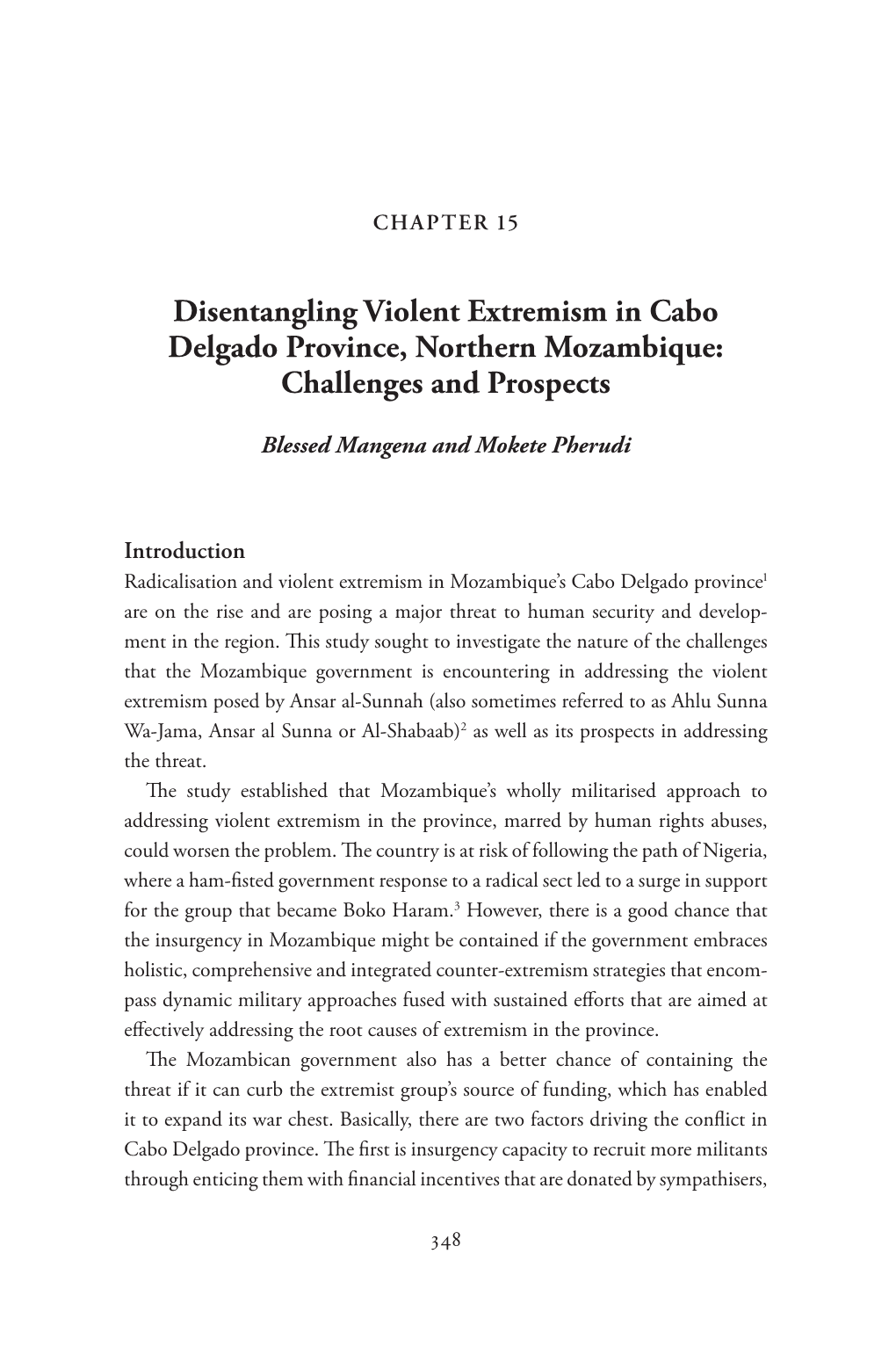 Disentangling Violent Extremism in Cabo Delgado Province, Northern Mozambique: Challenges and Prospects