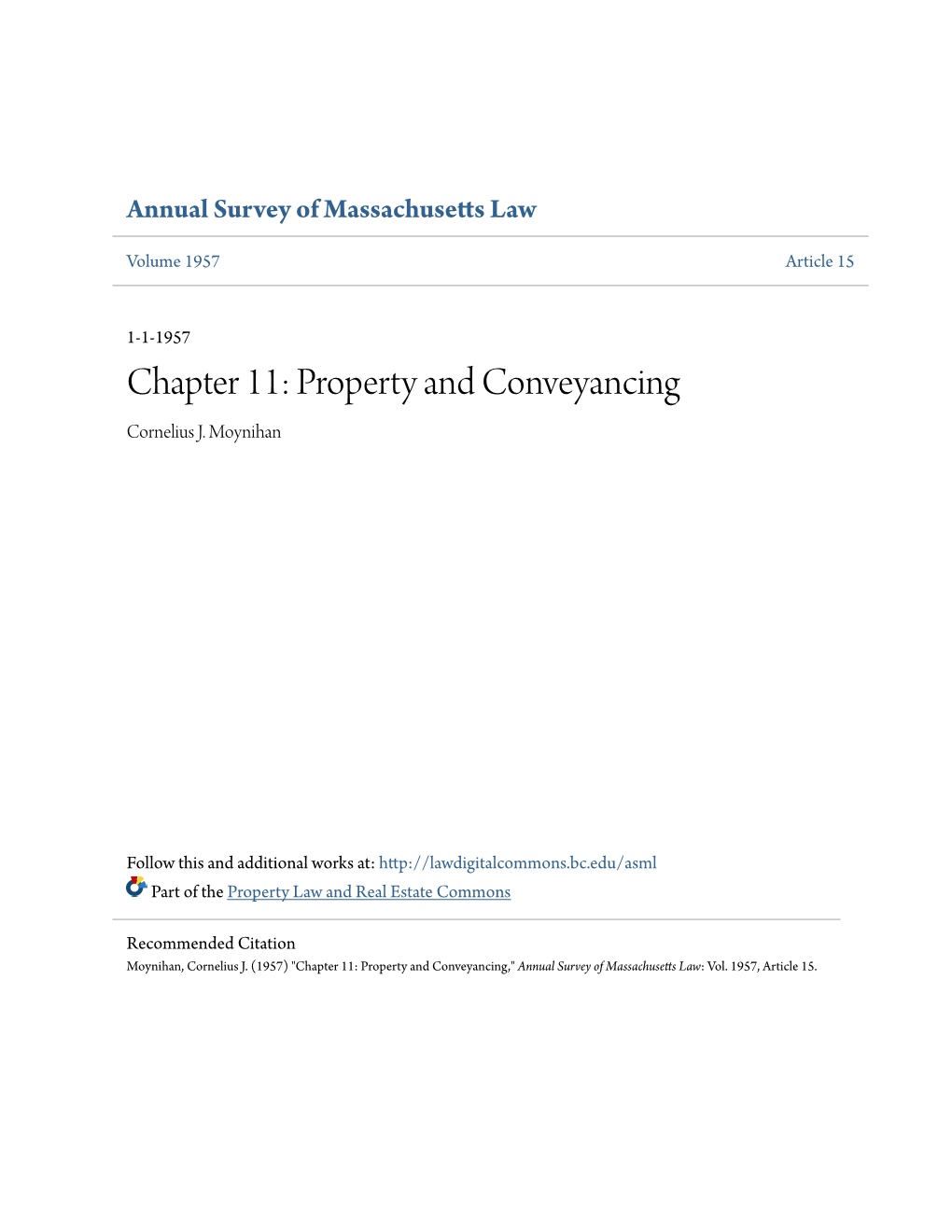 Chapter 11: Property and Conveyancing Cornelius J