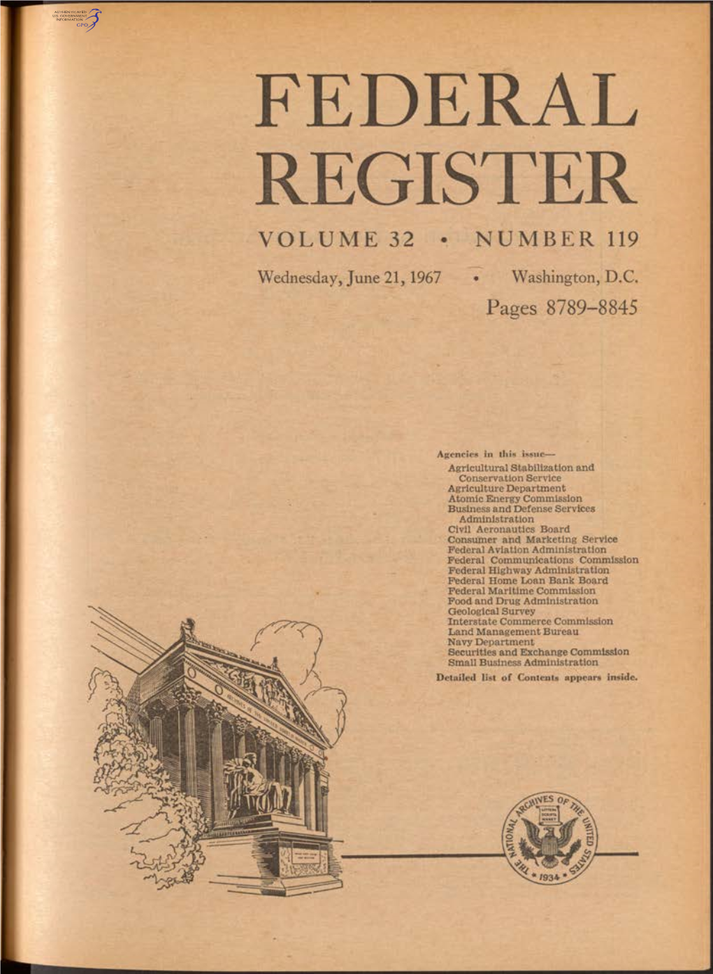 Federal Register Volume 32 • Number 119