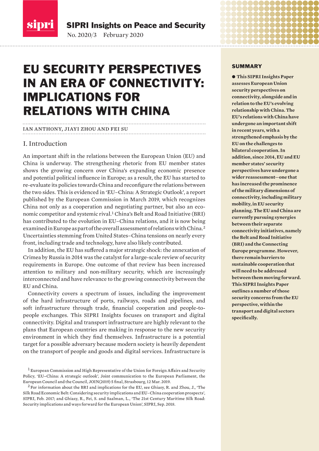 Implications for Relations with China